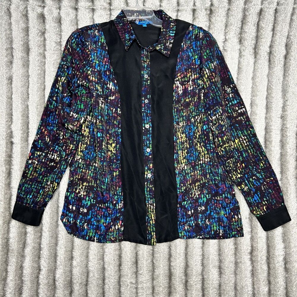 Derek‎ Lam for design nation button up top long sleeve large multicolor